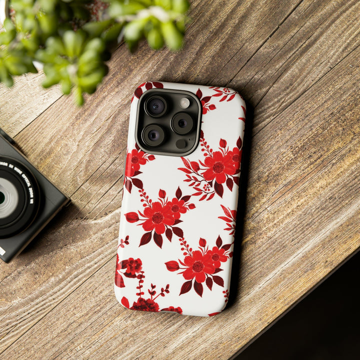 Cute IPhone Case | Red White Flowers, iPhone 15 Case | iPhone 15 Pro Case, Iphone 14 Case, Iphone 14 Pro Max Case, Protective Iphone Case - Studio40ParkLane