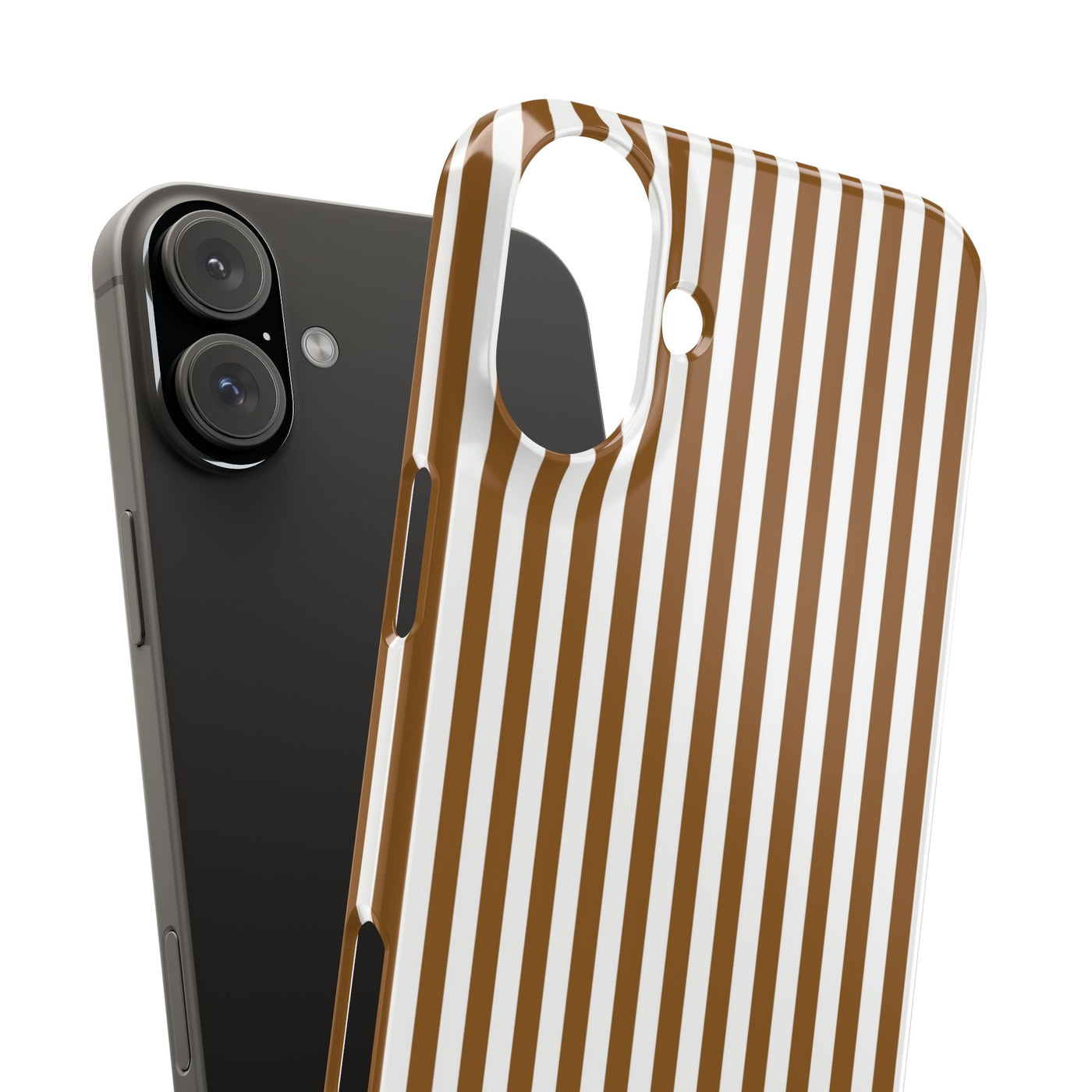 Slim Mocca Brown Striped Cute Phone Case for Iphone 16 - | iPhone 15 Pro Max Case | iPhone 14 Case Iphone 13 12 11 10 9 8 7 XS X Gift for Her - Studio40ParkLane