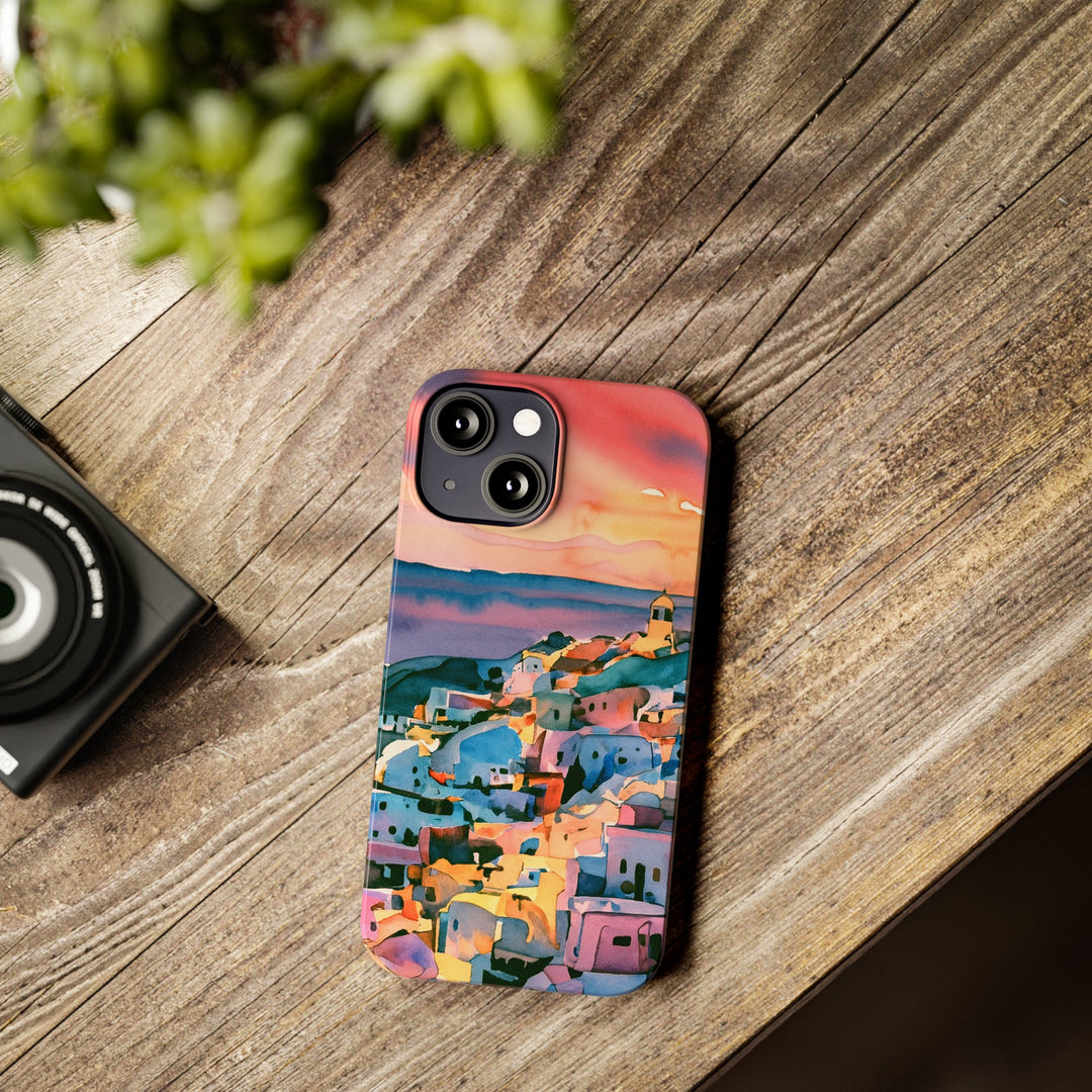 Slim Cute Phone Cases for Iphone | iPhone 15 Case | iPhone 15 Pro Max Case, Iphone 14, Iphone 14 Pro Max, Iphone 13, Colorful Greek House Watercolor - Studio40ParkLane
