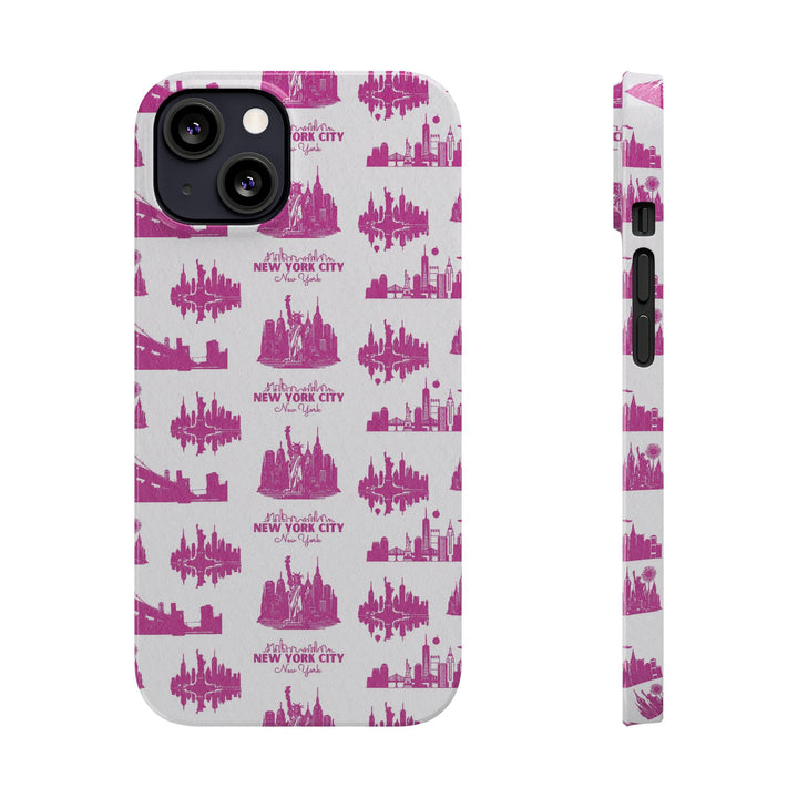 Slim New York Skyline Pink Collage Coquette Gift for Her Cute Phone Cases for Iphone 16 Pro Max | iPhone 15 Case | iPhone 15 Pro Max Case, Iphone 14, Iphone 14 Pro Max, Iphone 13 12 11 8 7 - Studio40ParkLane