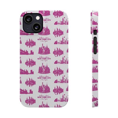 Slim New York Skyline Pink Collage Coquette Gift for Her Cute Phone Cases for Iphone 16 Pro Max | iPhone 15 Case | iPhone 15 Pro Max Case, Iphone 14, Iphone 14 Pro Max, Iphone 13 12 11 8 7