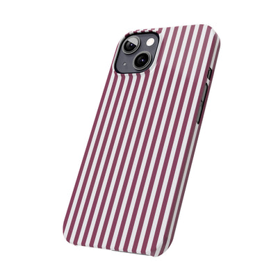 Slim Claret Red Striped Cute Phone Case for Iphone 16 - | iPhone 15 Pro Max Case | iPhone 14 Case Iphone 13 12 11 10 9 8 7 XS X Gift for Her - Studio40ParkLane