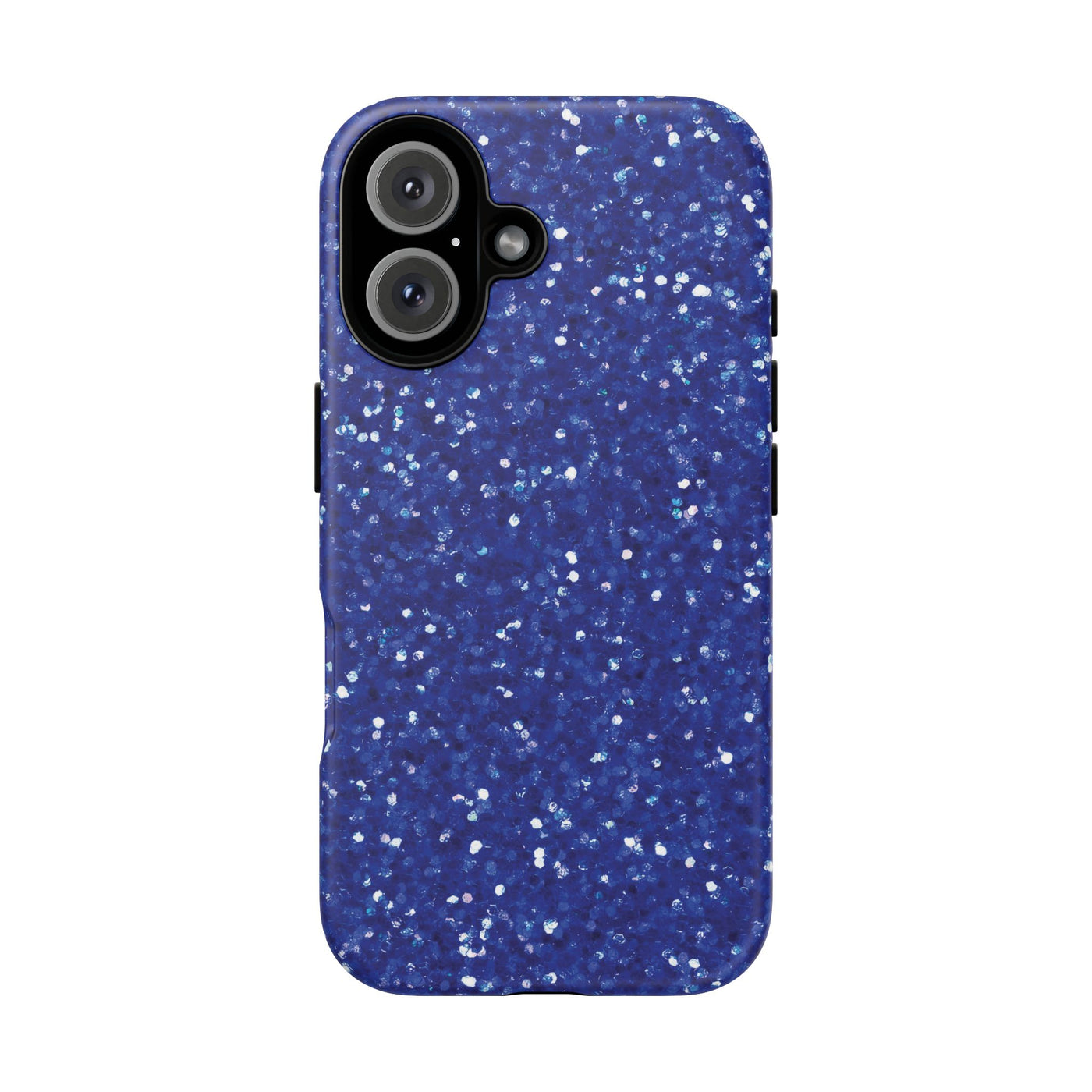 Chic Blue Faux Play on Glitter Effect Cute Phone Case, for IPhone 16 pro Max | Iphone 15, Iphone 14, IPhone 13 Case, 11 8 7, Samsung Galaxy S24, S23, S22, S21, 2 Layer Protection