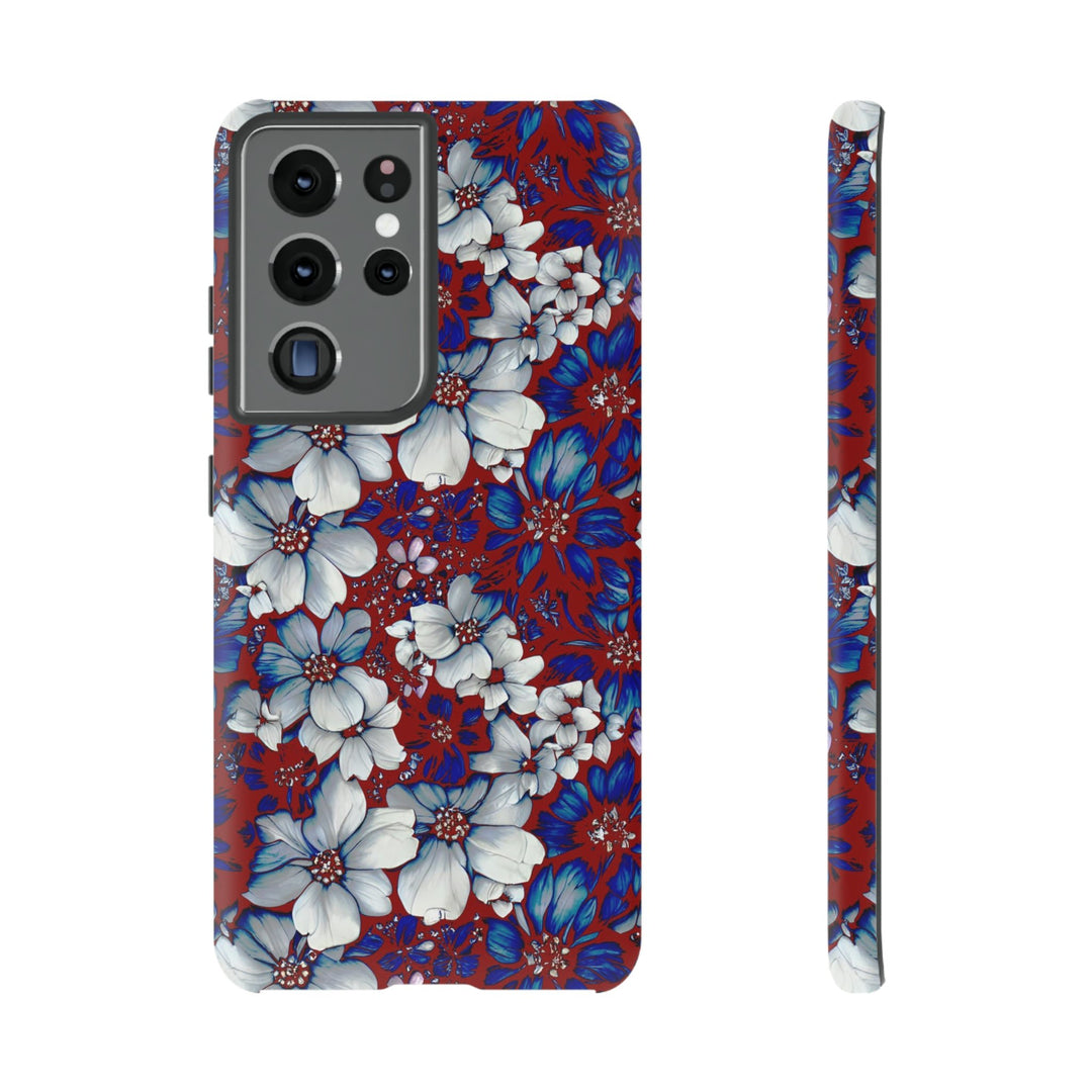 Cute Samsung Phone Case | Aesthetic Samsung Phone Case | Galaxy S23, S22, S21, S20 | Red Blue Flowers, Protective Phone Case - Studio40ParkLane