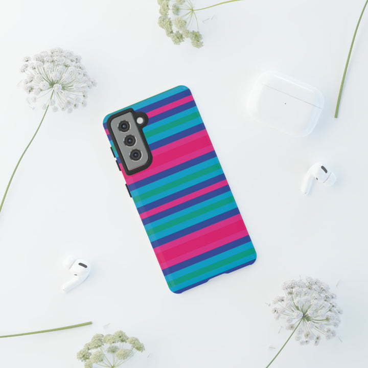 Cute Samsung Phone Case | Aesthetic Samsung Phone Case | Stripes Blue Pink | Galaxy S23, S22, S21, S20 | Luxury Double Layer | Cool - Studio40ParkLane