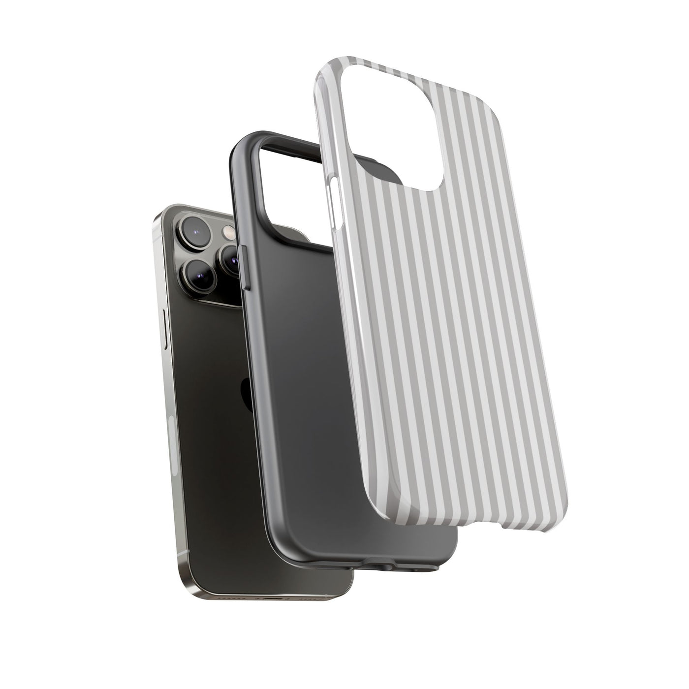 Tough Premium Ash Grey Stripes Phone Case Gift for Her - For Apple iPhone 16 Pro Max 16e iPhone 15 Pro iPhone Iphone 14 Plus 13 Pro 12 SE XR - Studio40ParkLane