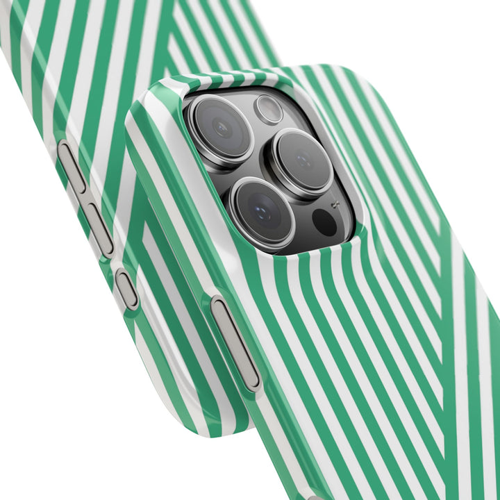 Aesthetic Emerald Stripes Cute Phone Case Sleek Snap - For iPhone 17 Pro Max iPhone 16 Pro iPhone 15 Iphone 14 Plus 13 Pro 12 11 10 Gift