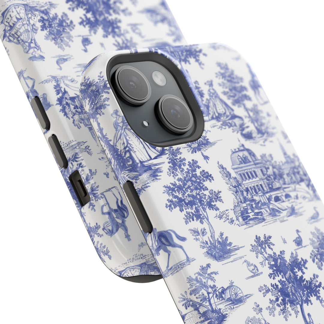 Blue Toile Magnetic Impact-Resistant Cute Phone Case for Iphone 16, iPhone 15 Pro Max Plus 14, 13, 12, 11 Gift for her - Studio40ParkLane