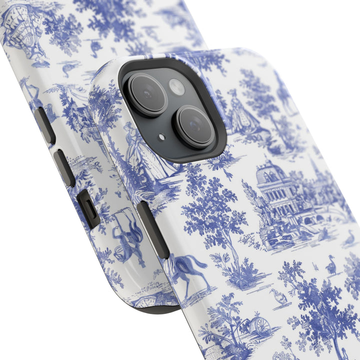Blue Toile Magnetic Impact-Resistant Cute Phone Case for Iphone 16, iPhone 15 Pro Max Plus 14, 13, 12, 11 Gift for her - Studio40ParkLane