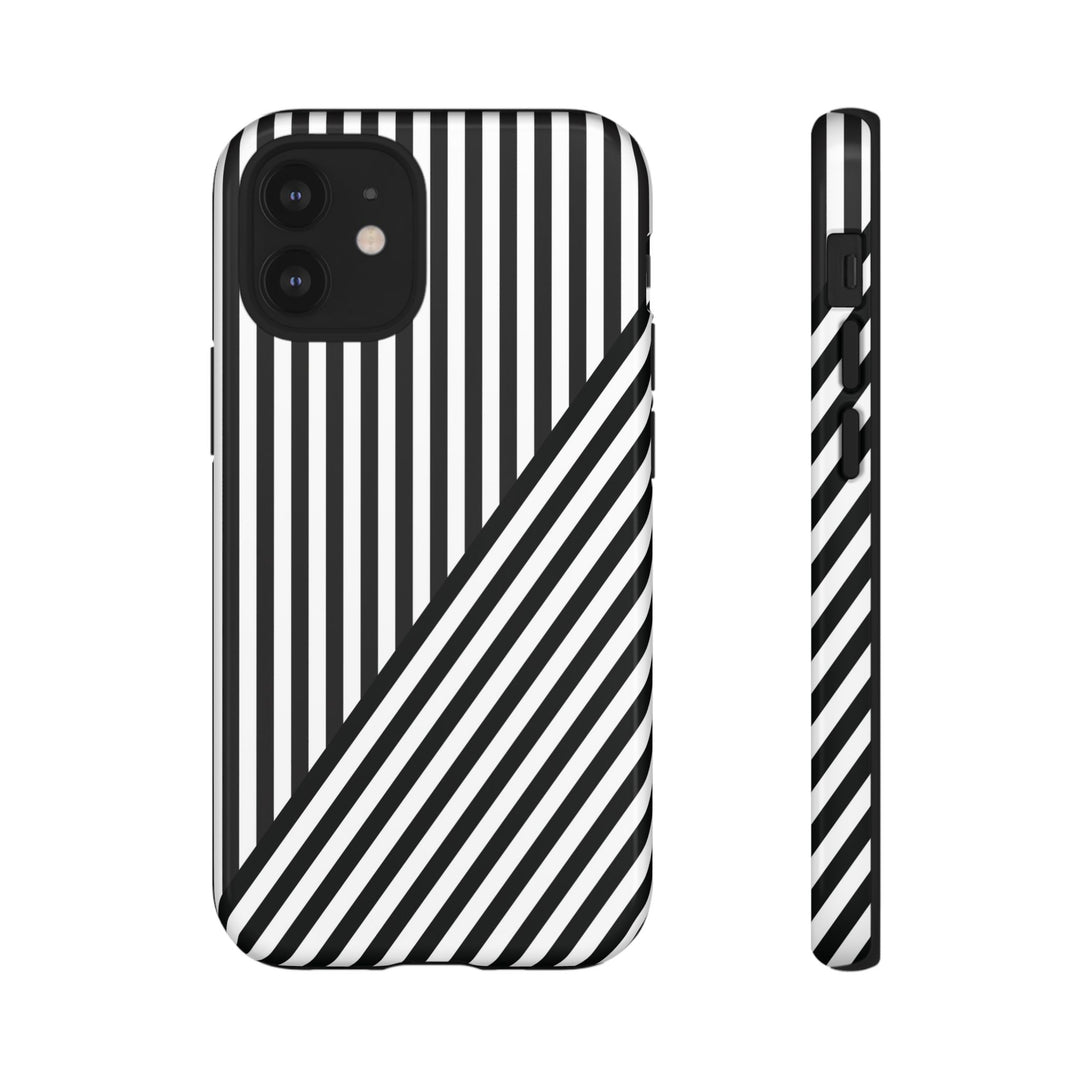 Aesthetic Tough Black White Stripes Phone Case - For iPhone 17 Pro Max iPhone 16 Pro iPhone 15 Iphone 14 Plus 13 Pro 12 11 10 XR - Studio40ParkLane