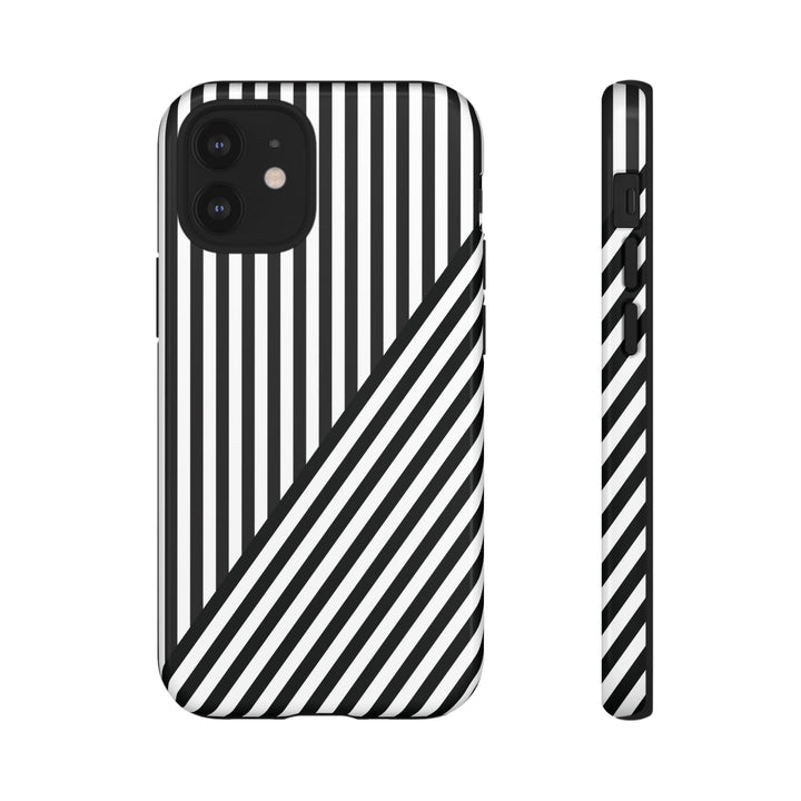 Aesthetic Tough Black White Stripes Phone Case - For iPhone 17 Pro Max iPhone 16 Pro iPhone 15 Iphone 14 Plus 13 Pro 12 11 10 XR - Studio40ParkLane