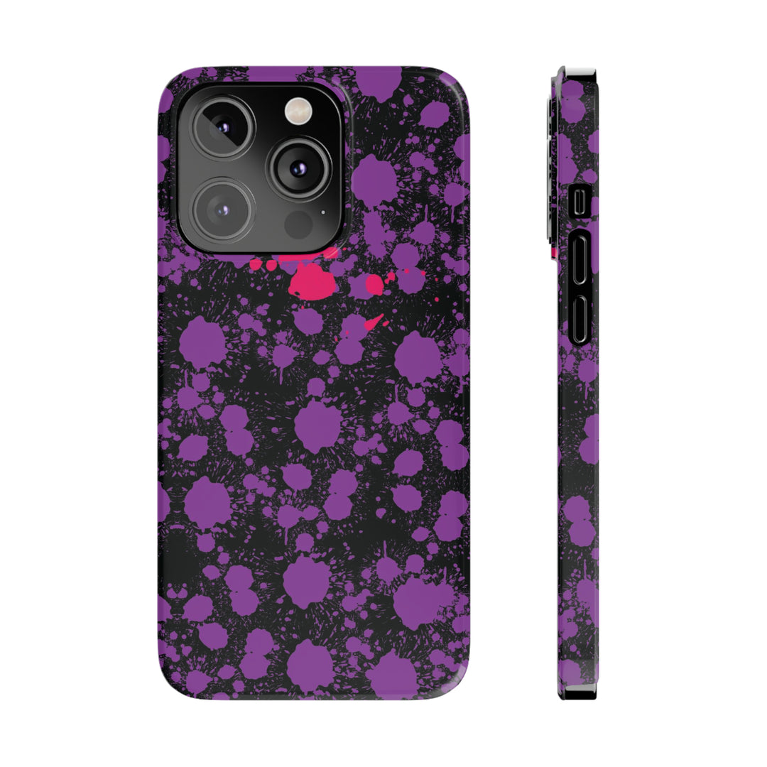 Slim Cute Phone Cases for Iphone - | iPhone 15 Case | iPhone 15 Pro Max Case, Iphone 14 Case, Iphone 14 Pro Max, Iphone 13, Purple Pink Paint Blots Splash - Studio40ParkLane