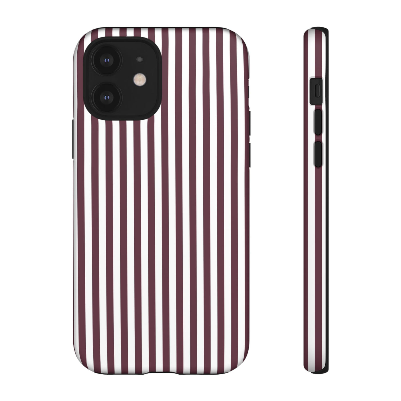 Tough Premium Burgundy Stripes Phone Case Gift for Her - For Apple iPhone 16 Pro Max 16e iPhone 15 Pro iPhone Iphone 14 Plus 13 Pro 12 SE XR - Studio40ParkLane