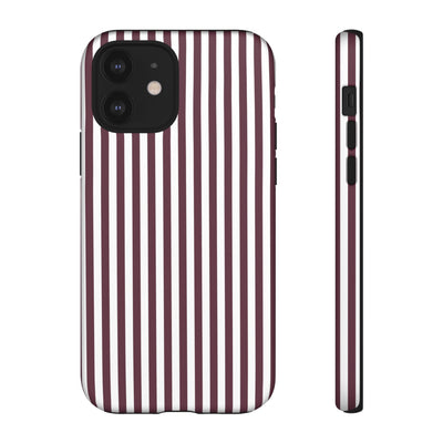Tough Premium Burgundy Stripes Phone Case Gift for Her - For Apple iPhone 16 Pro Max 16e iPhone 15 Pro iPhone Iphone 14 Plus 13 Pro 12 SE XR - Studio40ParkLane