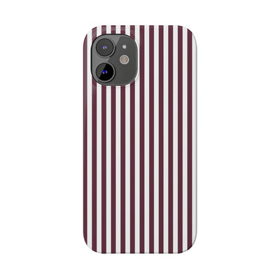 Slim Burgundy Wine Striped Cute Phone Case for Iphone 16 - | iPhone 15 Pro Max Case | iPhone 14 Case Iphone 13 12 11 10 9 8 7 Gift for Her - Studio40ParkLane