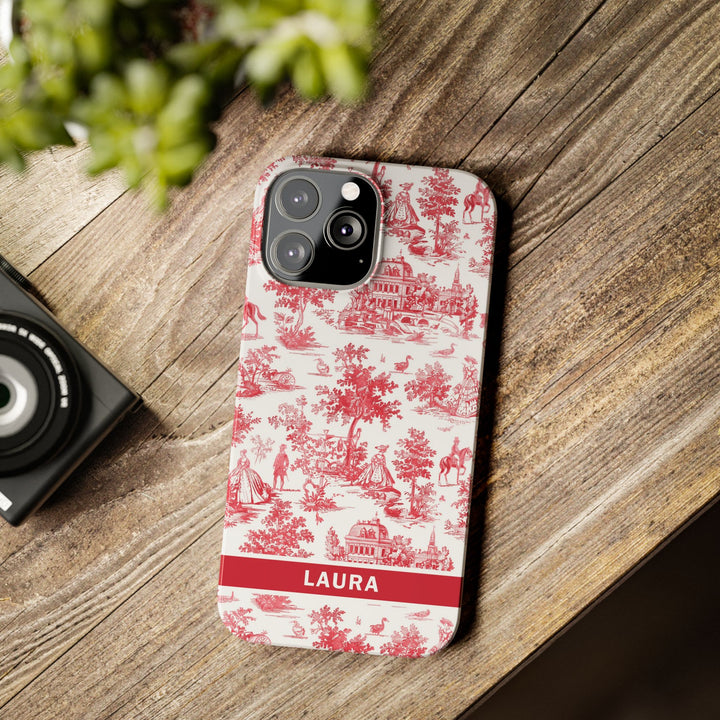 Slim French Toile Personalized Initial Custom Gift for Her Cute Phone Cases for Iphone 16 Pro Max | iPhone 15 Case | iPhone 15 Pro Max Case, Iphone 14, 13, 12, 11, 10, 8, 7 - Studio40ParkLane