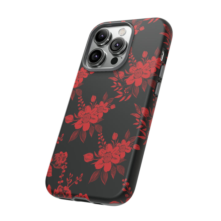 Cute IPhone Case | Red Black Flowers, iPhone 15 Case | iPhone 15 Pro Case, Iphone 14 Case, Iphone 14 Pro Max Case, Protective Iphone Case - Studio40ParkLane