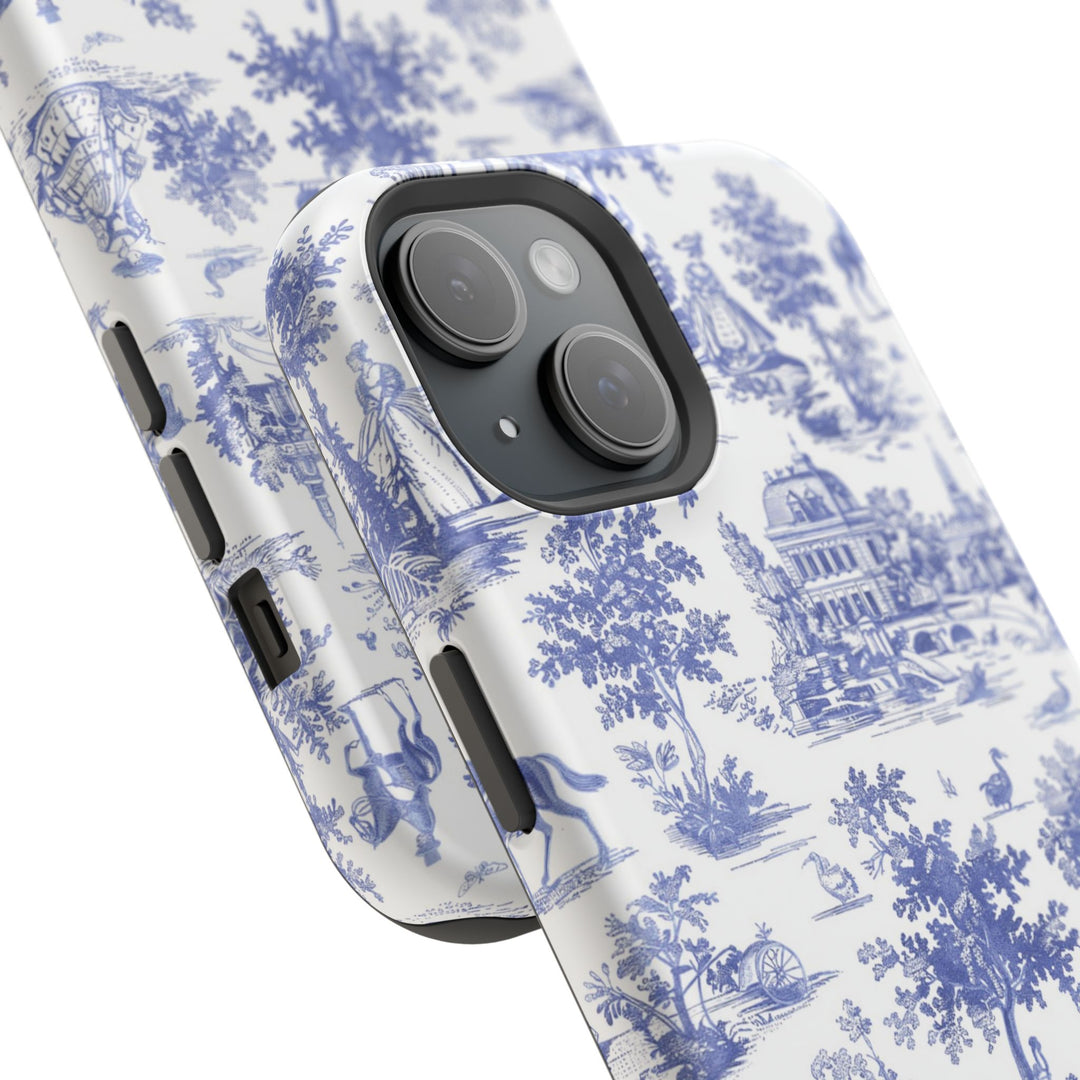 Blue Toile Magnetic Impact-Resistant Cute Phone Case for Iphone 16, iPhone 15 Pro Max Plus 14, 13, 12, 11 Gift for her - Studio40ParkLane