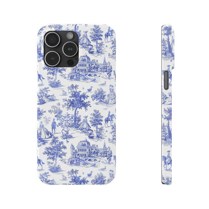 Slim Blue Vintage French Toile Cute Phone Cases for Iphone 16 Pro Max | iPhone 15 Case | iPhone 15 Pro Max Case, Iphone 14, Iphone 14 Pro Max, Iphone 13 12 11 8 7 - Studio40ParkLane