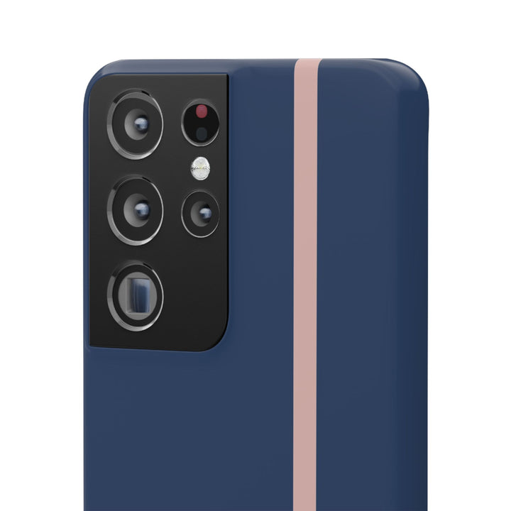 Sleek Navy Blue Pink Stripe Snap Phone Case for iPhone 18 17 16 15 14 13 Pro Max, Samsung Galaxy S26 S25 Ultra Lightweight Cute Phone Case - Studio40ParkLane