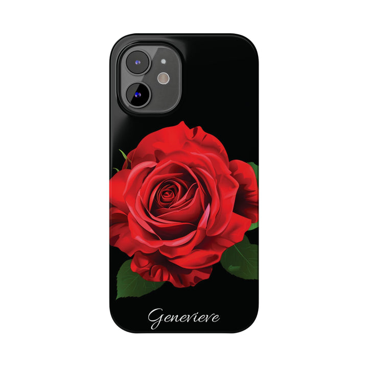 Slim Custom Personalized Red Rose Flowers Gift for Her Cute Phone Cases for Iphone 16 Pro Max | iPhone 15 Case | iPhone 15 Pro Max Case, Iphone 14, Iphone 14 Pro Max, Iphone 13 12 11 8 7 - Studio40ParkLane