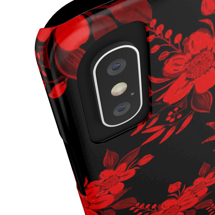 Slim Cute Phone Cases for Iphone - | iPhone 15 Case | iPhone 15 Pro Max Case, Iphone 14 Case, Iphone 14 Pro Max, Iphone 13, Red Black Flowers - Studio40ParkLane