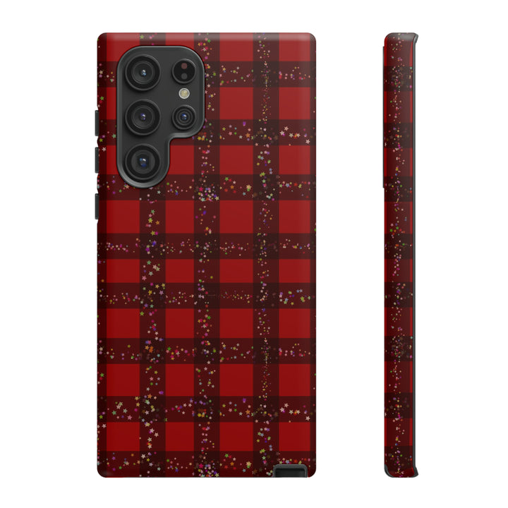 Samsung Phone Cases, Designer Samsung Galaxy S23 Phone Case, Samsung S22 Case, Samsung S21 Case, Samsung S20 Case, Red Festive Plaid - Studio40ParkLane