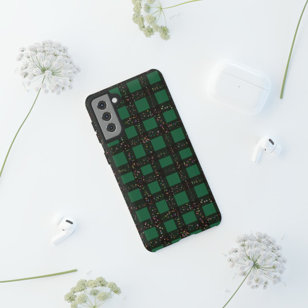 Cute Samsung Phone Cases, Designer Samsung Galaxy S23 Phone Case, Samsung S22 Case, Samsung S21 Case, Samsung S20 Case, Green Festive Plaid - Studio40ParkLane