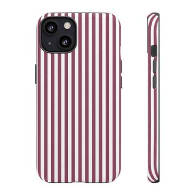 Tough Premium Old Claret Stripes Phone Case Gift for Her - For Apple iPhone 16 Pro Max 16e iPhone 15 Pro iPhone Iphone 14 Plus 13 Pro 12 SE XR - Studio40ParkLane