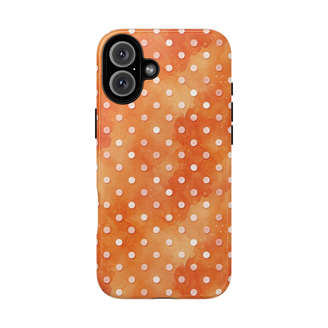 Aesthetic Tough Orange Polka Dots Watercolor Phone Case - For iPhone 17 Pro Max iPhone 16 Pro iPhone 15 Iphone 14 Plus 13 Pro 12 11 10 XR - Studio40ParkLane
