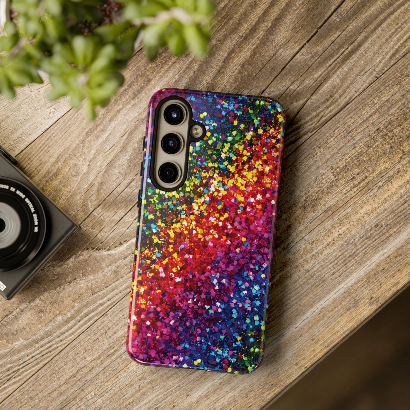 Faux Chic Play on Glitter Effect Cute Phone Case, for IPhone 16 pro Max | Iphone 15, Iphone 14, IPhone 13 Case, 11 8 7, Samsung Galaxy S24, S23, S22, S21, 2 Layer Protection