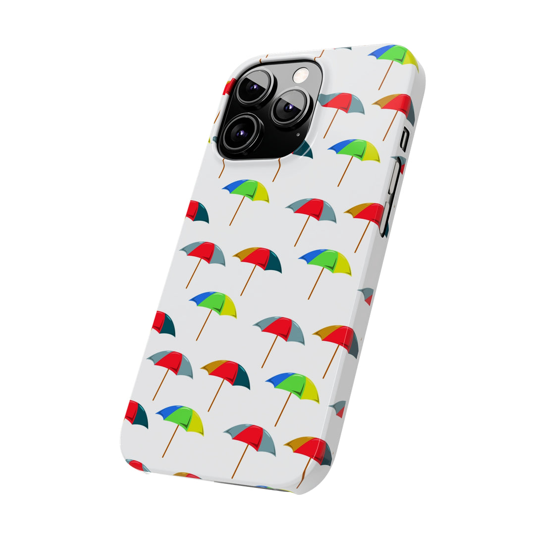 Slim Cute Phone Cases for Iphone - | iPhone 15 Case | iPhone 15 Pro Max Case, Iphone 14 Case, Iphone 14 Pro Max, Iphone 13, Colorful Beach Parasol - Studio40ParkLane