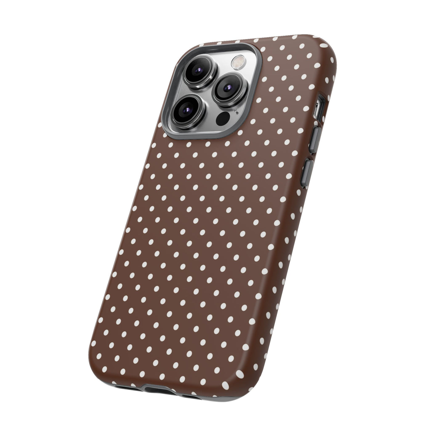Aesthetic Tough Mocha Brown Polka Dots Premium Phone Case - For iPhone 17 Pro Max iPhone 16 Pro iPhone 15 Iphone 14 Plus 13 Pro 12 11 10 - Studio40ParkLane