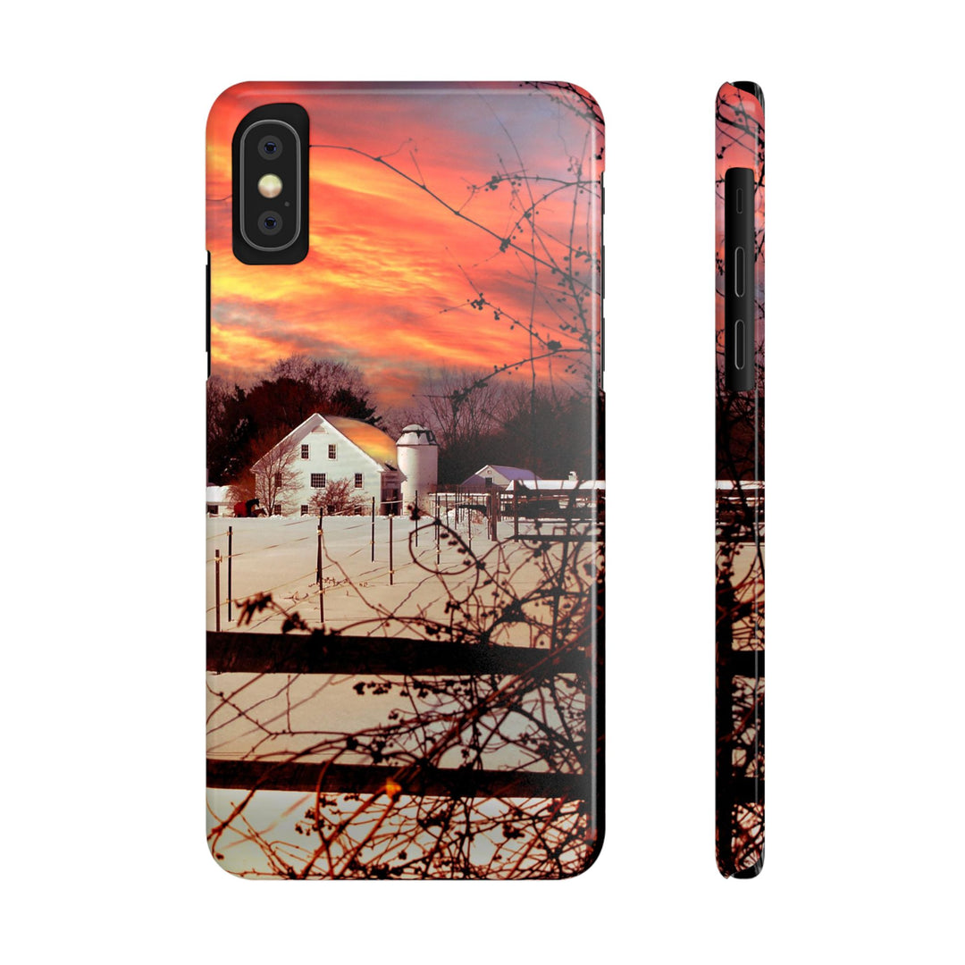 Slim Cute Phone Cases for Iphone - | iPhone 15 Case | iPhone 15 Pro Max Case, Iphone 14 Case, Iphone 14 Pro Max, Iphone 13, New England Winter Sunset - Studio40ParkLane
