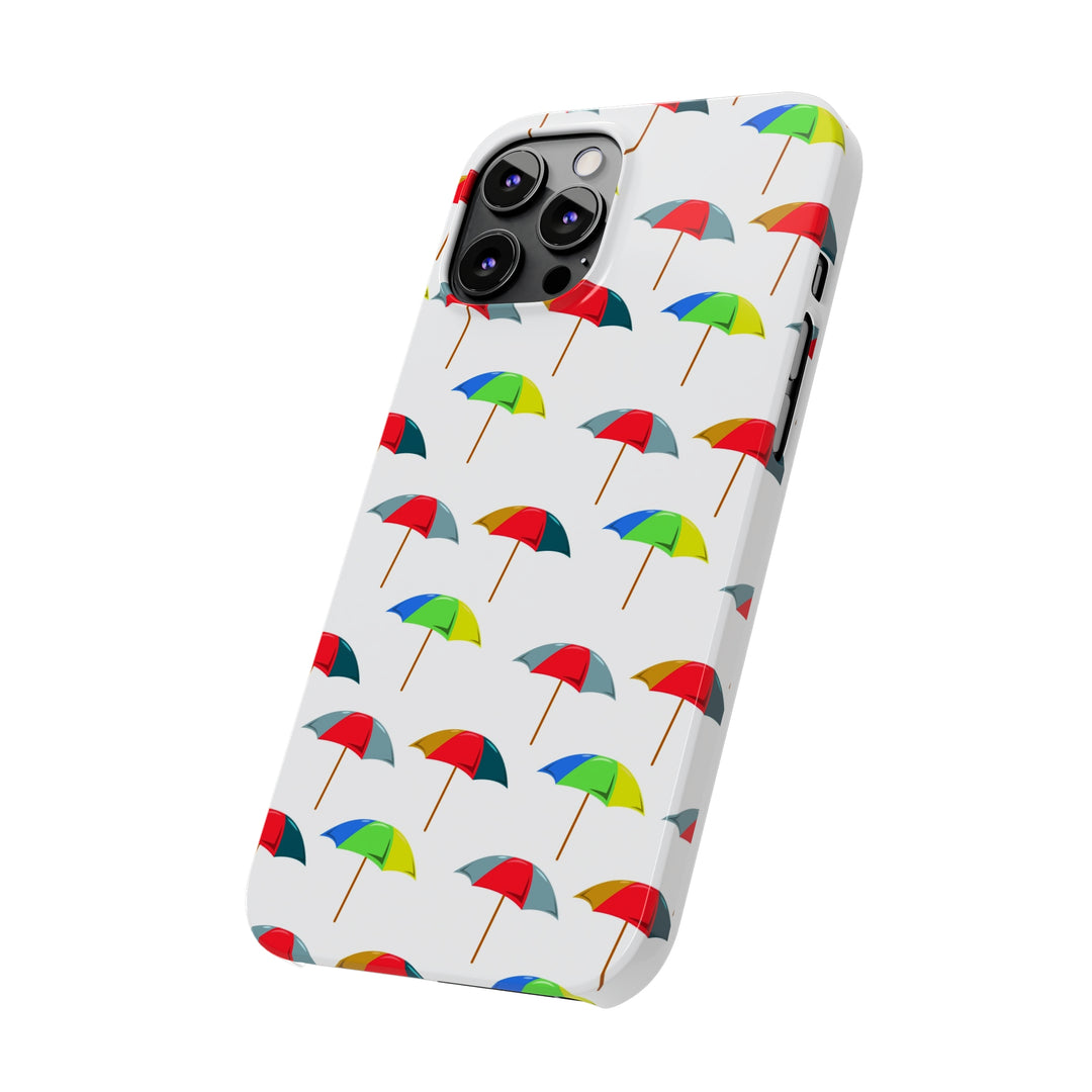 Slim Cute Phone Cases for Iphone - | iPhone 15 Case | iPhone 15 Pro Max Case, Iphone 14 Case, Iphone 14 Pro Max, Iphone 13, Colorful Beach Parasol - Studio40ParkLane