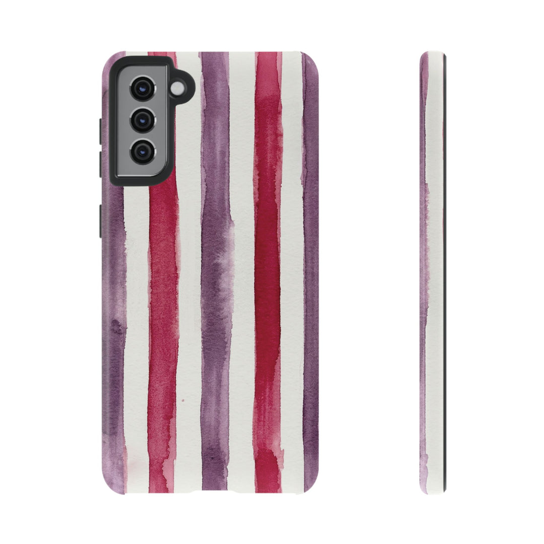 Tough Cute Wine Red Purple Stripes Phone Case, for IPhone 17 Pro Max | Iphone 17 Air, Iphone 16, IPhone 15, 14 13 12, Samsung Galaxy S26, S25, S24, S23 - Studio40ParkLane
