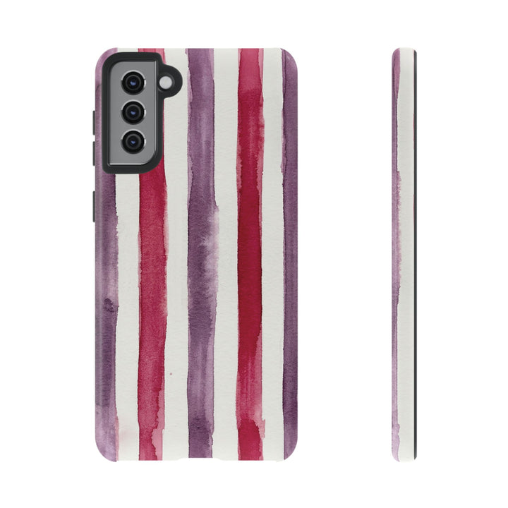 Tough Cute Wine Red Purple Stripes Phone Case, for IPhone 17 Pro Max | Iphone 17 Air, Iphone 16, IPhone 15, 14 13 12, Samsung Galaxy S26, S25, S24, S23 - Studio40ParkLane