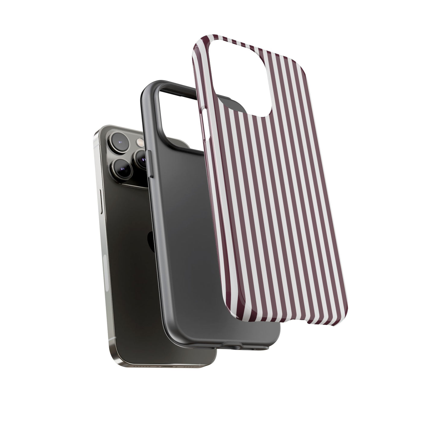 Tough Premium Burgundy Stripes Phone Case Gift for Her - For Apple iPhone 16 Pro Max 16e iPhone 15 Pro iPhone Iphone 14 Plus 13 Pro 12 SE XR - Studio40ParkLane