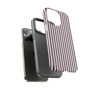 Tough Premium Burgundy Stripes Phone Case Gift for Her - For Apple iPhone 16 Pro Max 16e iPhone 15 Pro iPhone Iphone 14 Plus 13 Pro 12 SE XR - Studio40ParkLane