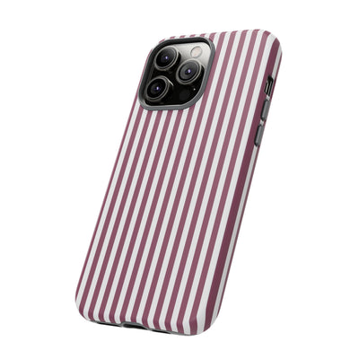 Tough Premium Old Claret Stripes Phone Case Gift for Her - For Apple iPhone 16 Pro Max 16e iPhone 15 Pro iPhone Iphone 14 Plus 13 Pro 12 SE XR - Studio40ParkLane