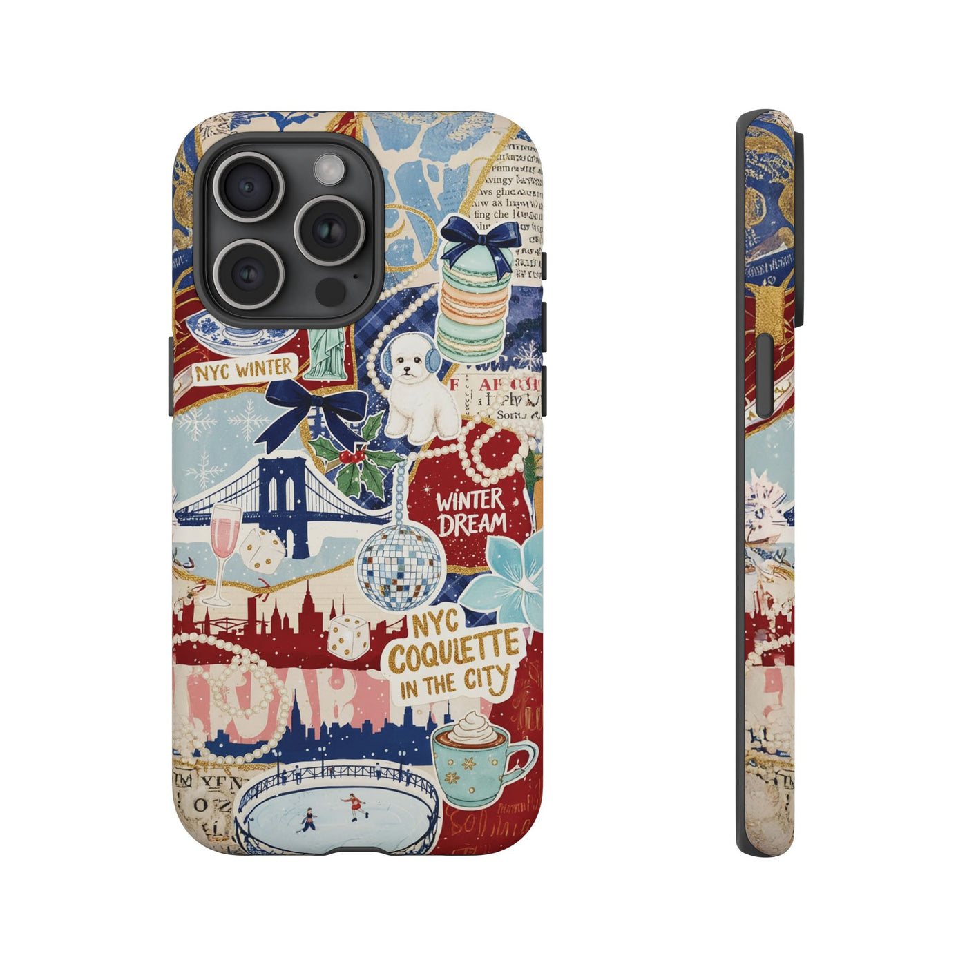 New York Winter Coquette Collage Tough Premium Phone Case - For iPhone 17 Pro Max iPhone 16 Pro iPhone 15 Iphone 14 Plus 13 Pro 12 11 10 XR