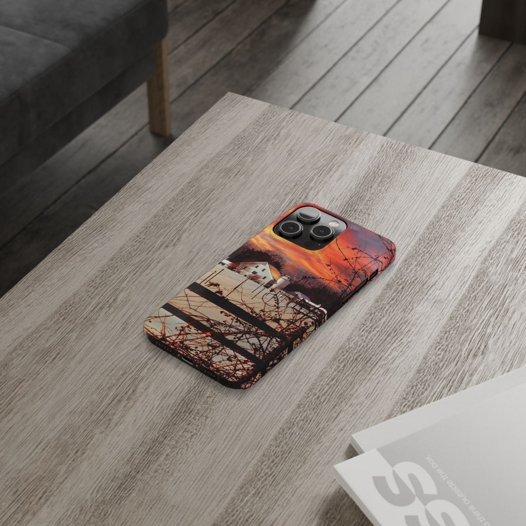 Slim Cute Phone Cases for Iphone - | iPhone 15 Case | iPhone 15 Pro Max Case, Iphone 14 Case, Iphone 14 Pro Max, Iphone 13, New England Winter Sunset - Studio40ParkLane