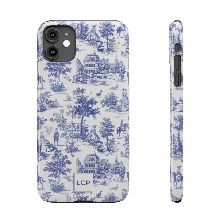 Slim Personalized Slim Blue Vintage French Toile Cute Phone Cases for Iphone 16 Pro Max | iPhone 15 Case | iPhone 15 Pro Max Case, Iphone 14, Iphone 14 Pro Max, Iphone 13 12 11 8 7 - Studio40ParkLane