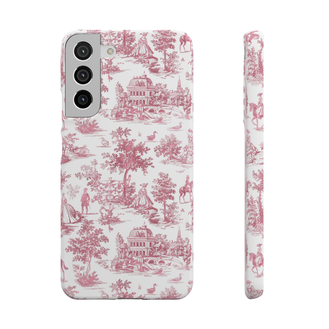 Sleek Snap Pink French Toile Cute Phone Case for iPhone 16 15 14 13 12 11 X Xs Max Xr Pro Plus Samsung Galaxy S24 S23 S22 S21 S20 Note Ultra