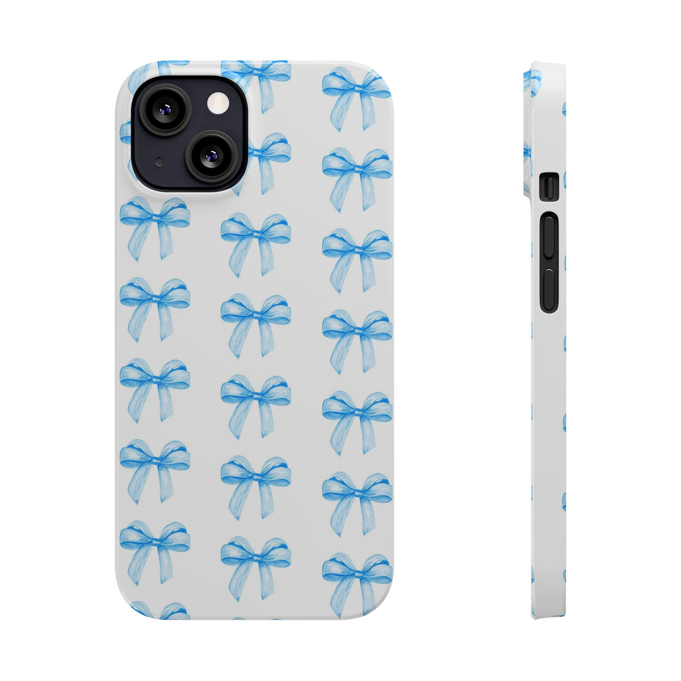 Slim Blue Bows Cute Phone Cases for Iphone 16 Pro Max | iPhone 15 Case | iPhone 15 Pro Max Case, Iphone 14, Iphone 14 Pro Max, Iphone 13 12 11 8 7