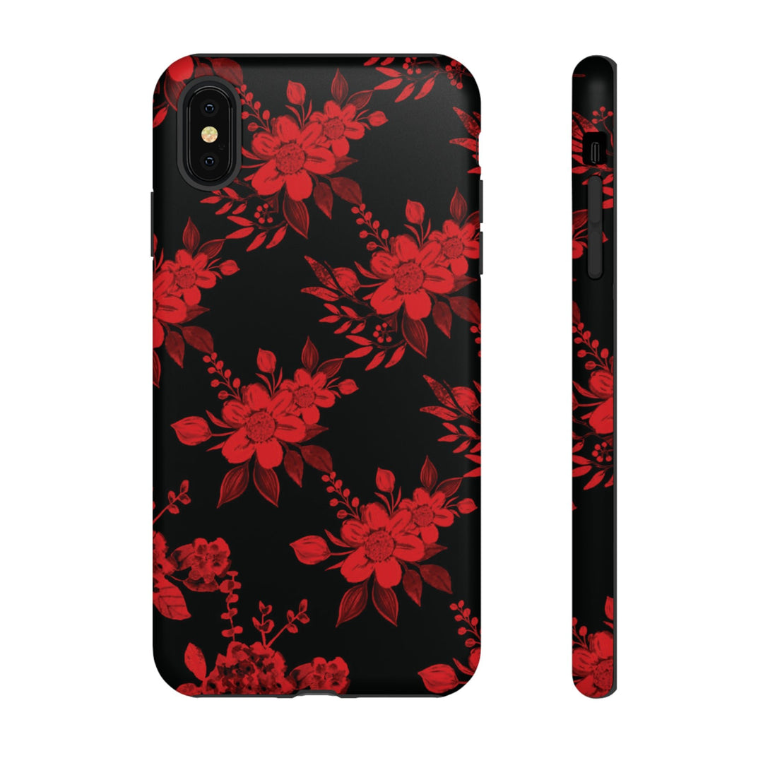Cute IPhone Case | Red Black Flowers, iPhone 15 Case | iPhone 15 Pro Case, Iphone 14 Case, Iphone 14 Pro Max Case, Protective Iphone Case - Studio40ParkLane