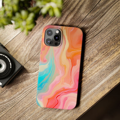 Slim Blue Pink Orange Marbled Cute Phone Cases for Iphone 16 Pro Max | iPhone 15 Case | iPhone 15 Pro Max Case, Iphone 14, Iphone 14 Pro Max, Iphone 13 12 11 8 7