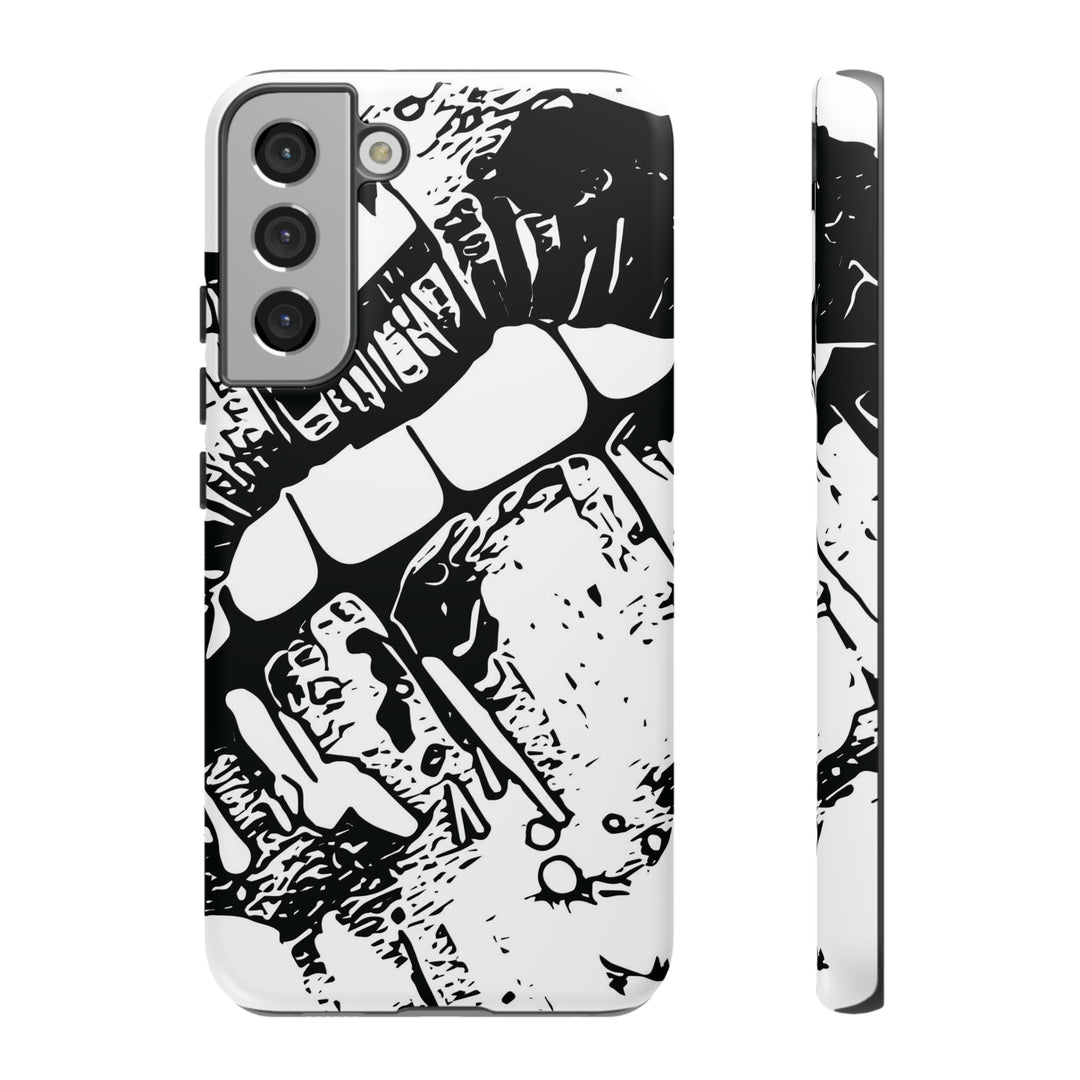 Cute Samsung Phone Case | Aesthetic Samsung Phone Case | Smile Lips Black White | Galaxy S23, S22, S21, S20 | Luxury Double Layer | Cool - Studio40ParkLane