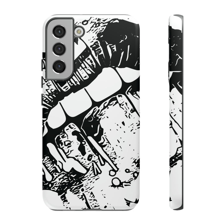 Cute Samsung Phone Case | Aesthetic Samsung Phone Case | Smile Lips Black White | Galaxy S23, S22, S21, S20 | Luxury Double Layer | Cool - Studio40ParkLane