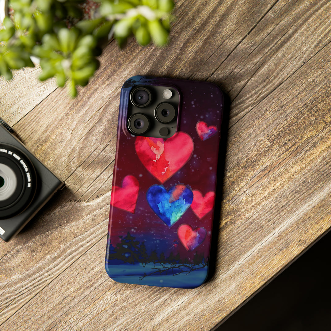 Slim Cute Phone Cases for Iphones - | iPhone 15 Case | iPhone 15 Pro Max Case, Iphone 14 Case, Iphone 14 Pro Max, Iphone 13, Night Sky Hearts Love - Studio40ParkLane